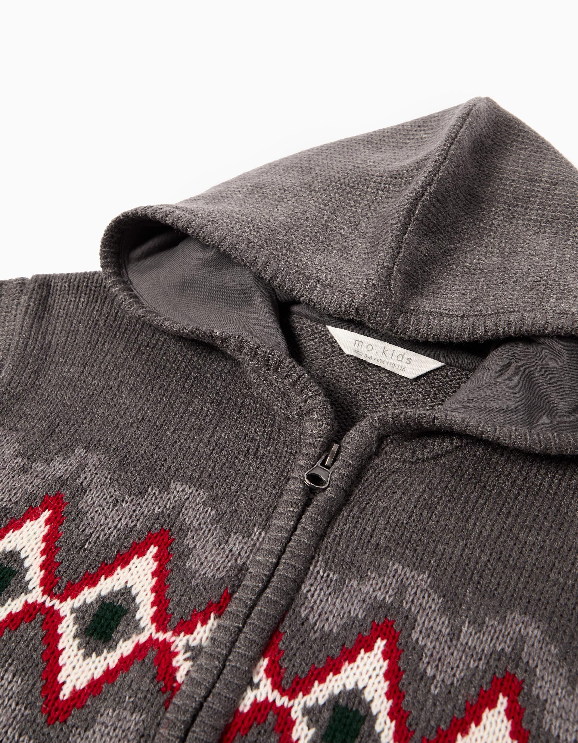 Comprar Online Casaco de Malha com Capuz, Menino, Cinzento Escuro