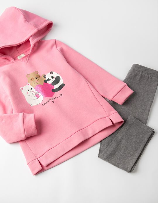 Sweatshirt + Leggings for Girls 'Come Join Us', Pink/Grey