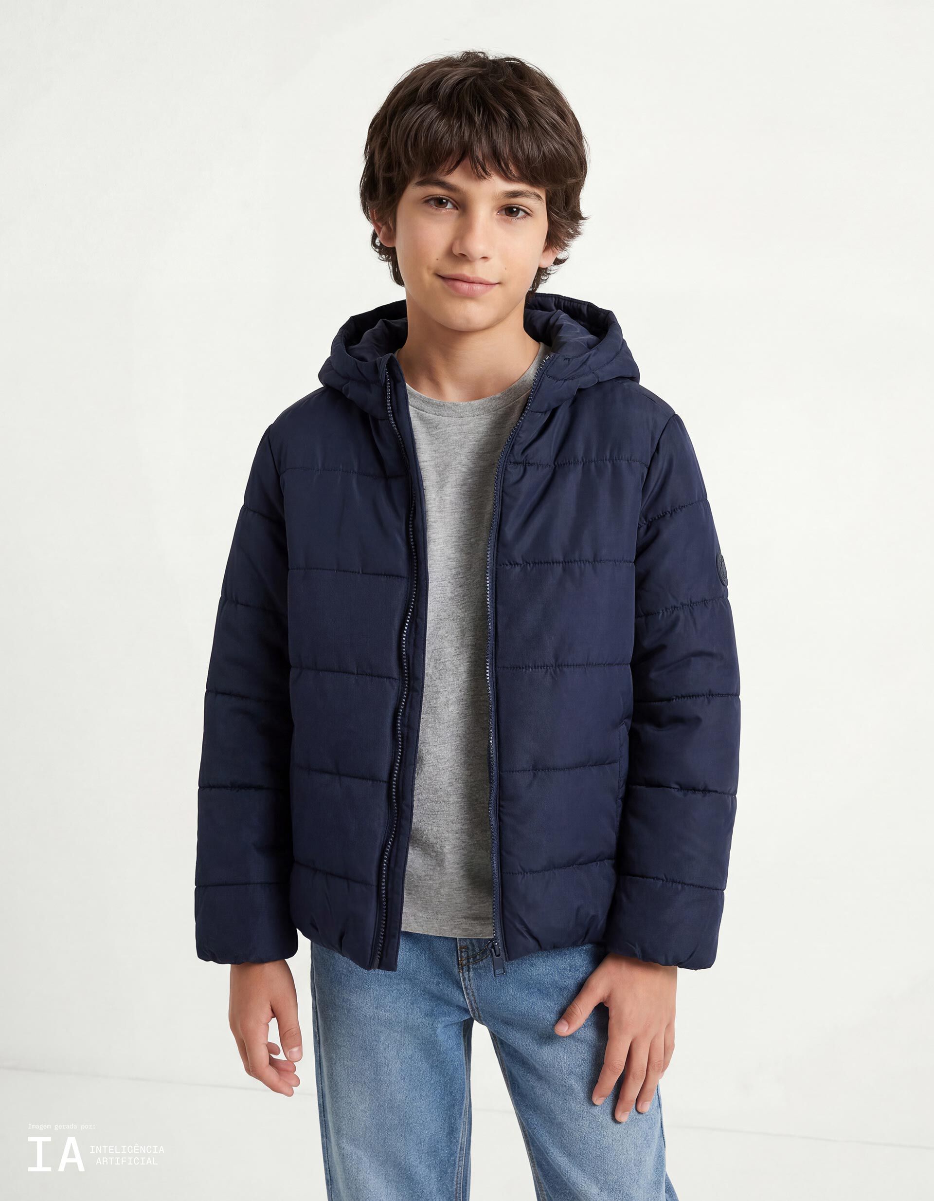 Comprar Online Casaco Acolchoado com Capuz, Menino, Azul Escuro