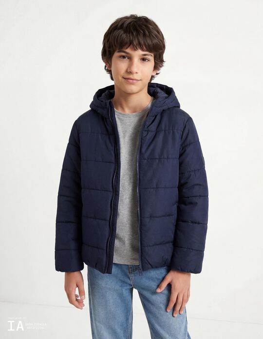 Comprar Online Casaco Acolchoado com Capuz, Menino, Azul Escuro
