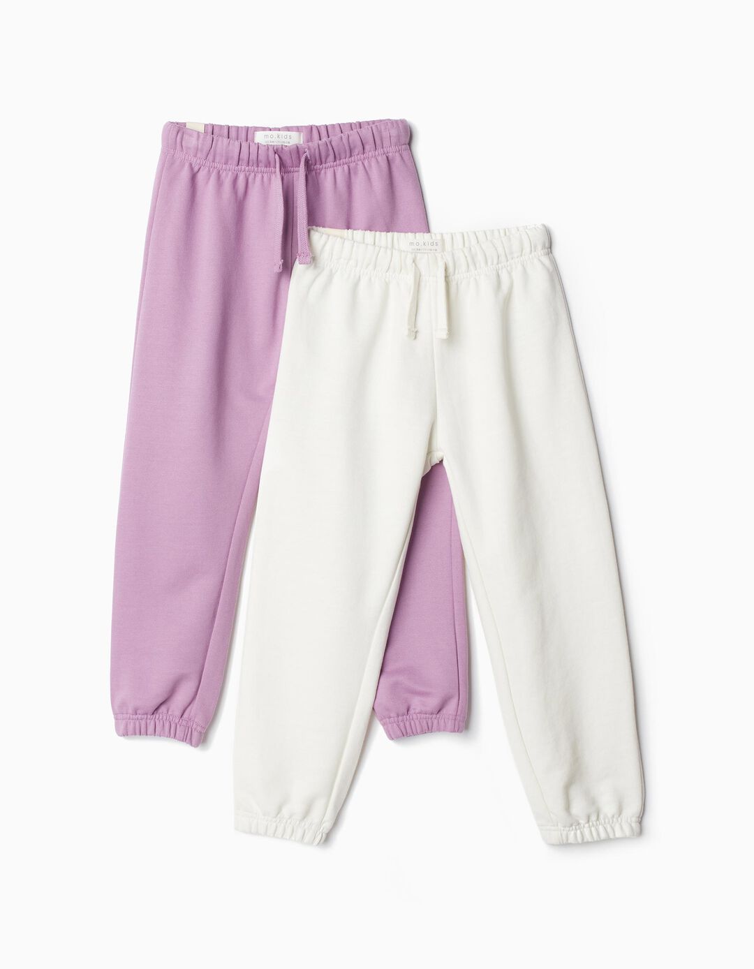Pack 2 Joggers de Felpa, Beb&eacute; Menina, Lil&aacute;s/Bege Claro