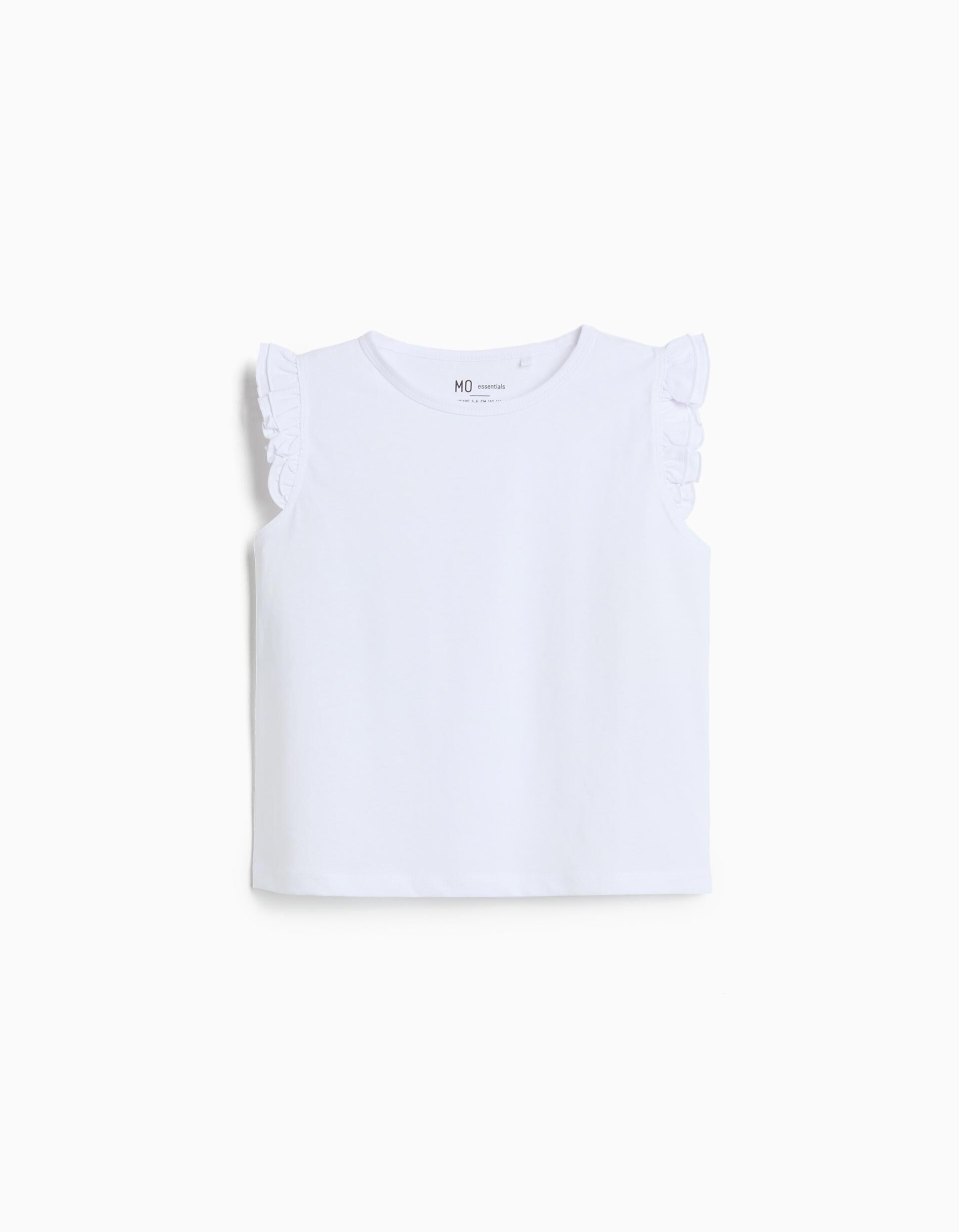 Comprar Online T-shirt Folhos, Menina, Branco