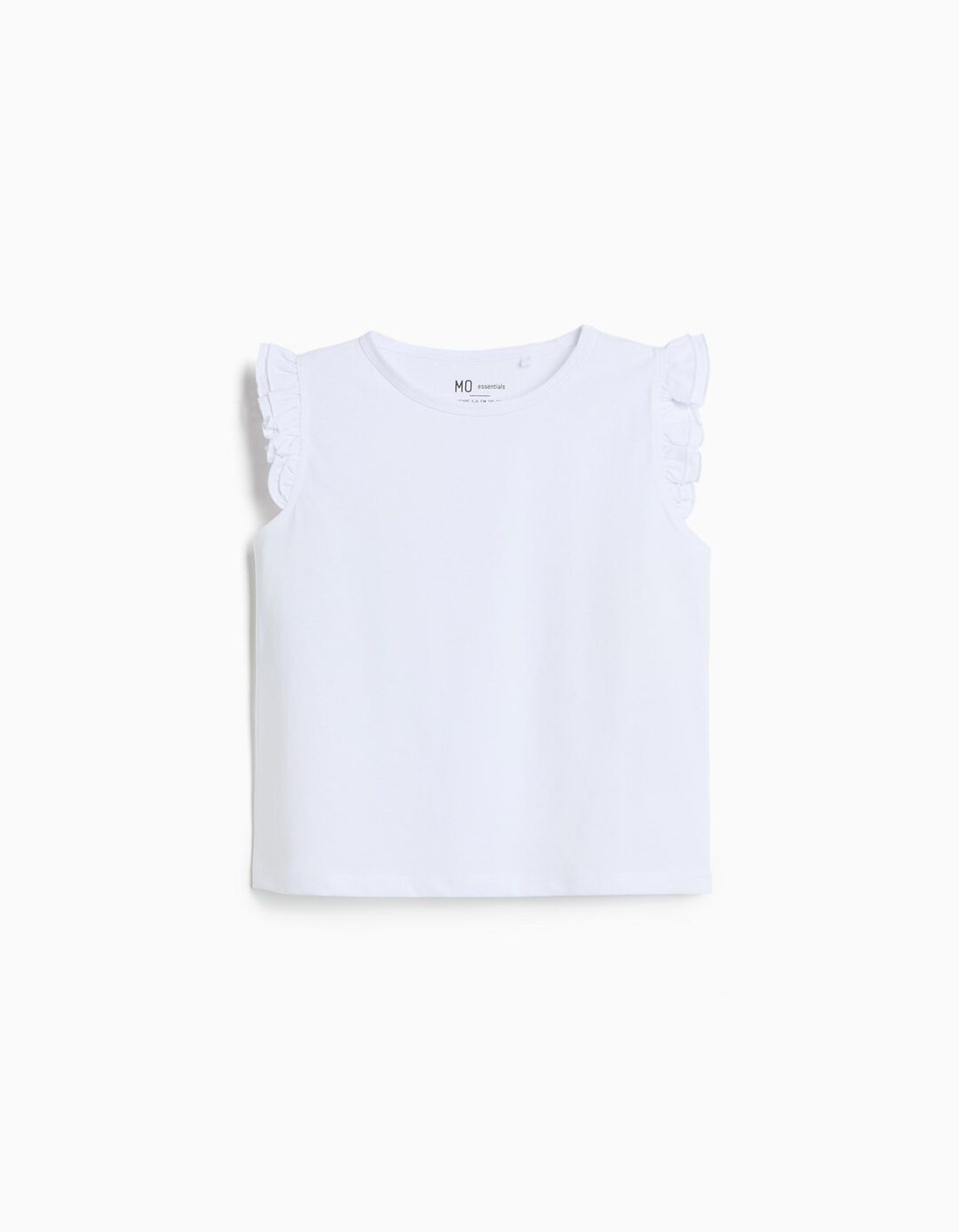 T-shirt Folhos, Menina, Branco