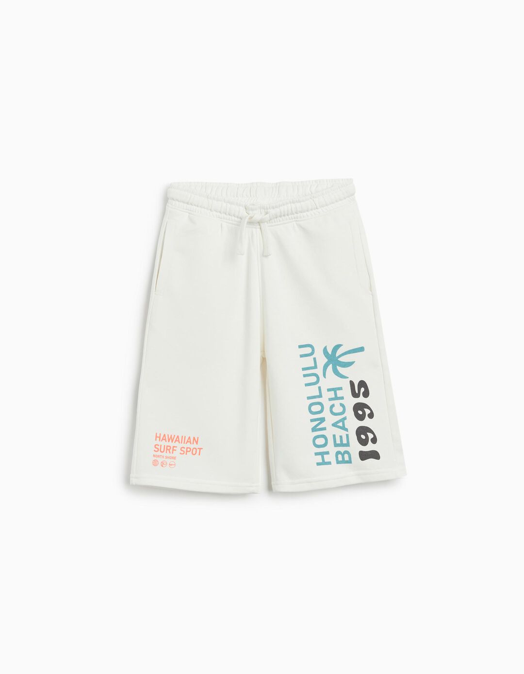 Calções Print Fleece, Menino, Branco 