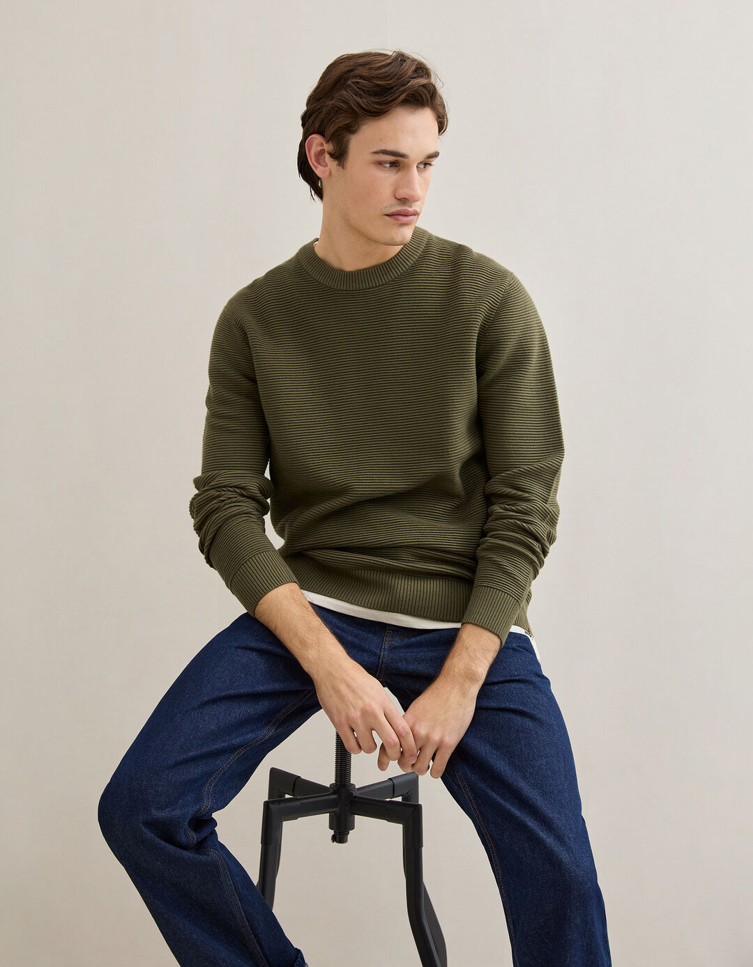 Camisola de Malha, Homem, Verde Escuro