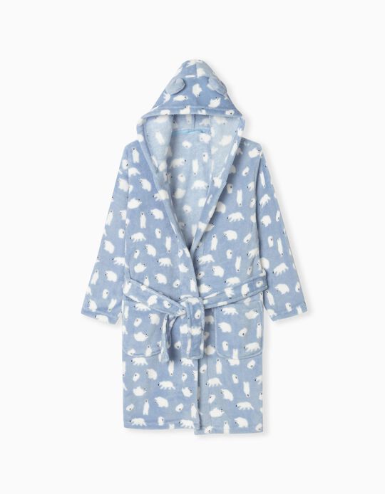 Hooded Dressing Gown, Kids, Blue