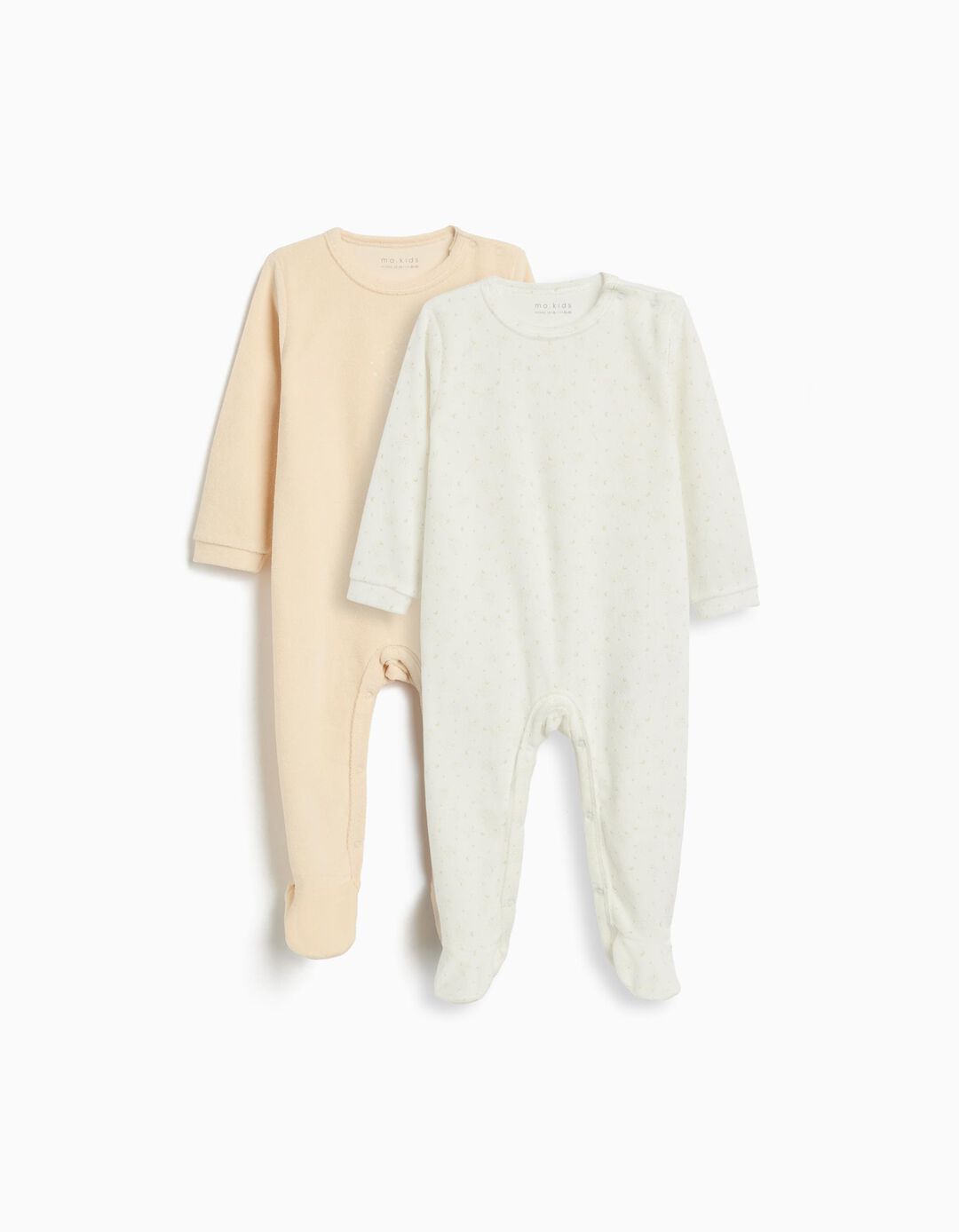 Pack 2 Babygrows Veludo, Recém-Nascido, Bege