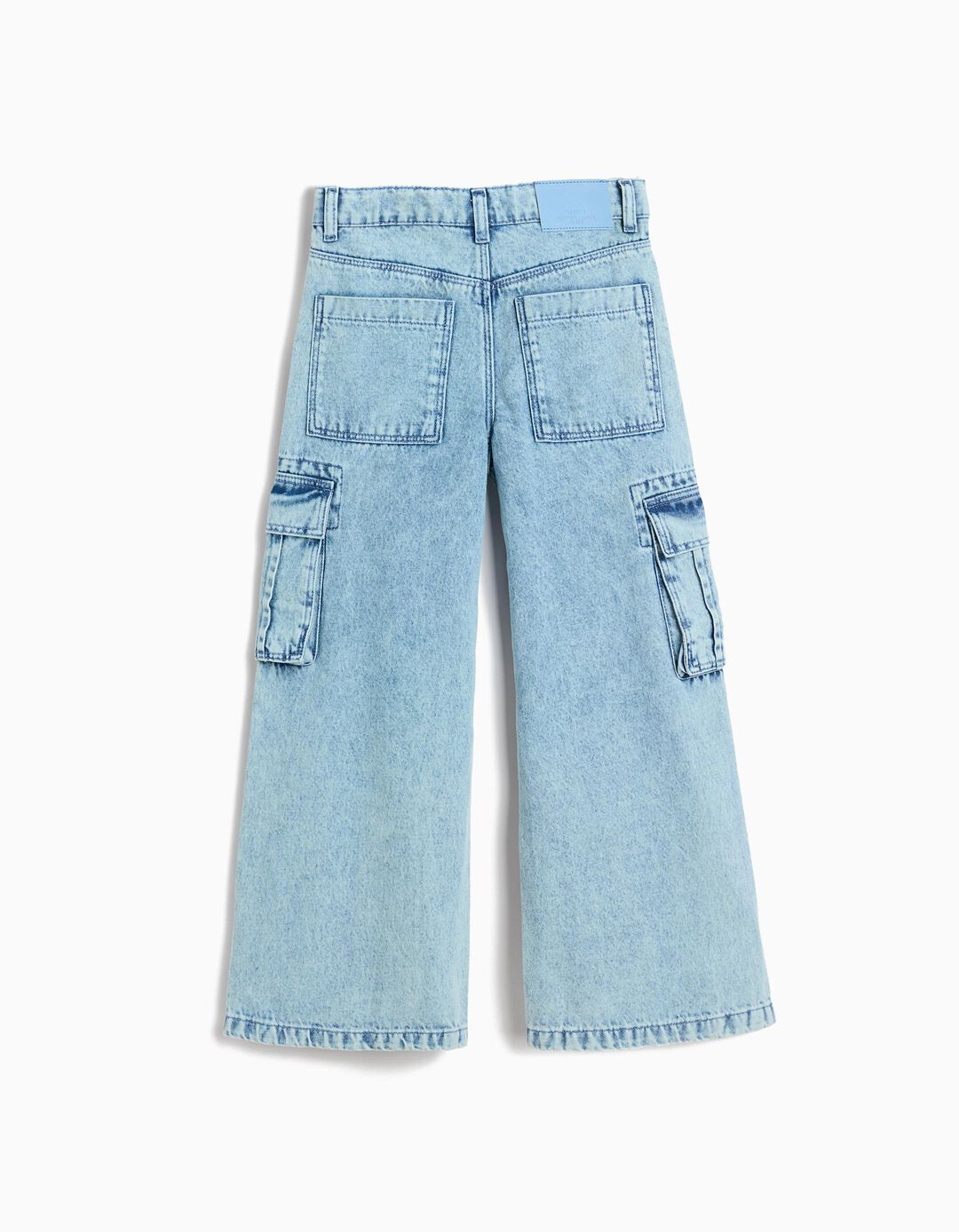 Calças de Ganga Cargo, Menina, Azul Claro