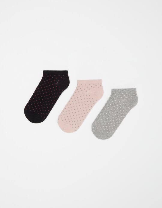 3 Pairs of Short Socks Pack, Women, Multicolour