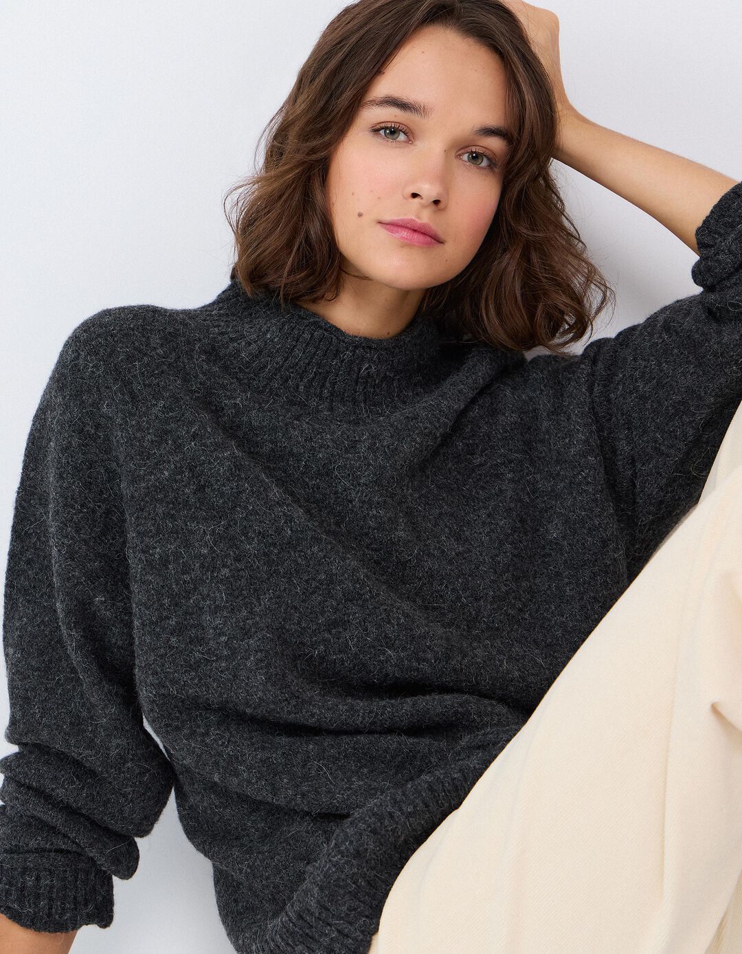 Camisola Em Mistura De L&atilde; E Alpaca, Mulher, Cinzento