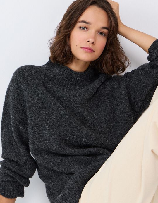 Comprar Online Camisola Em Mistura De L&atilde; E Alpaca, Mulher, Cinzento