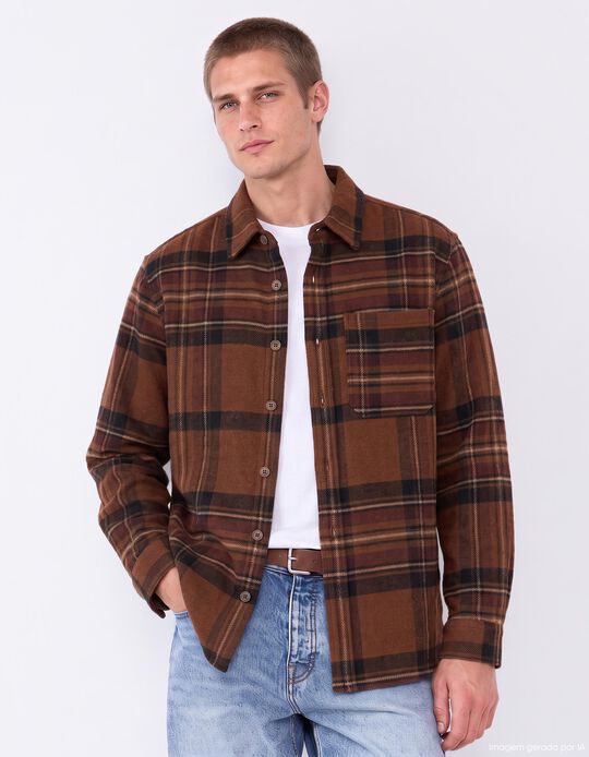 Comprar Online Sobrecamisa Em Xadrez, Homem, Castanho