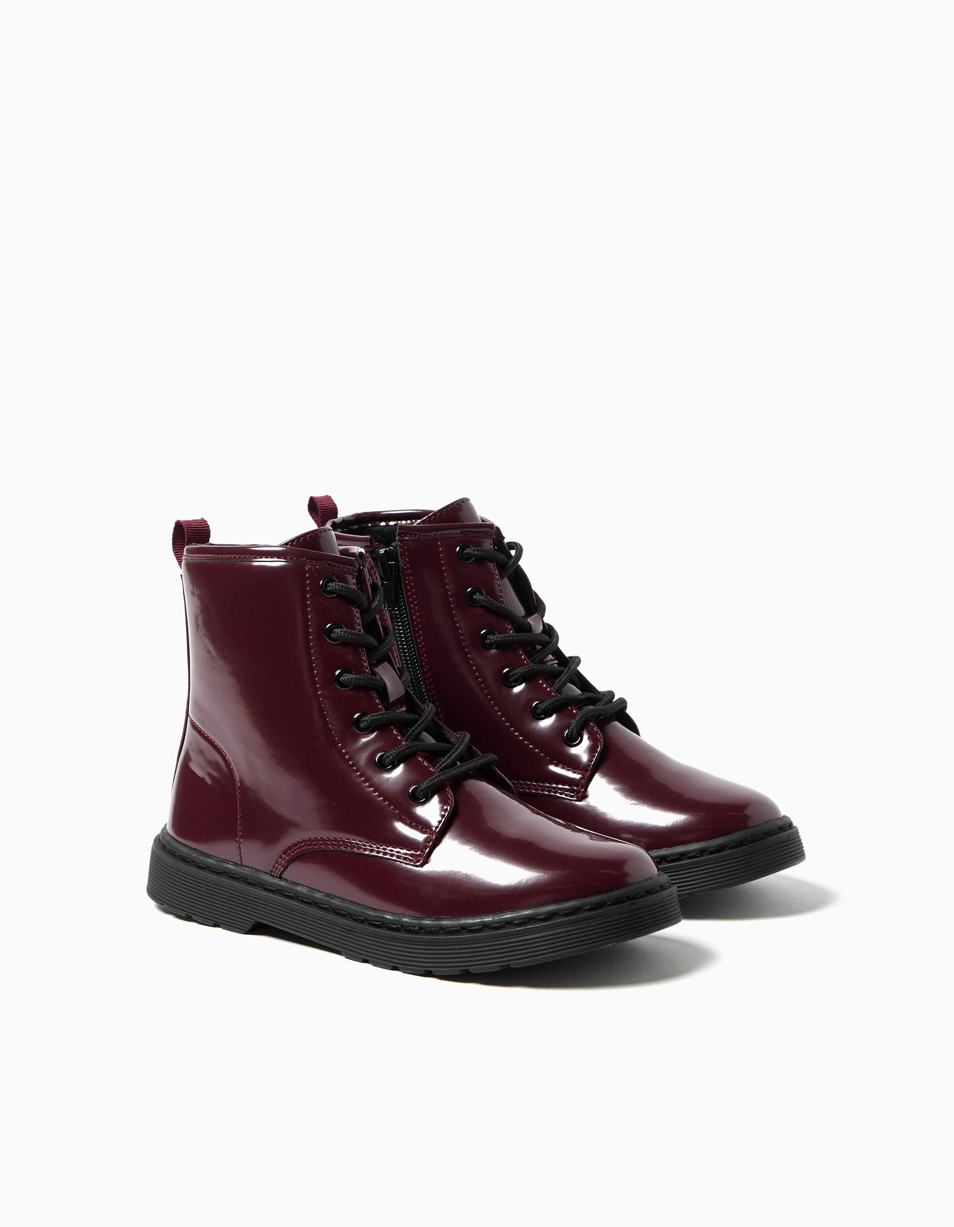Comprar Online Botas Estilo Militar, Menina, Vermelho Escuro 