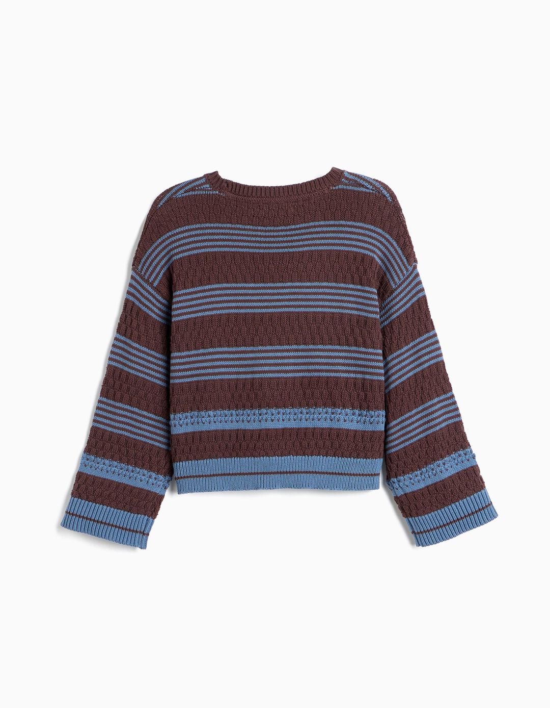 Camisola Tricotada &Agrave;s Riscas, Menina, Castanho