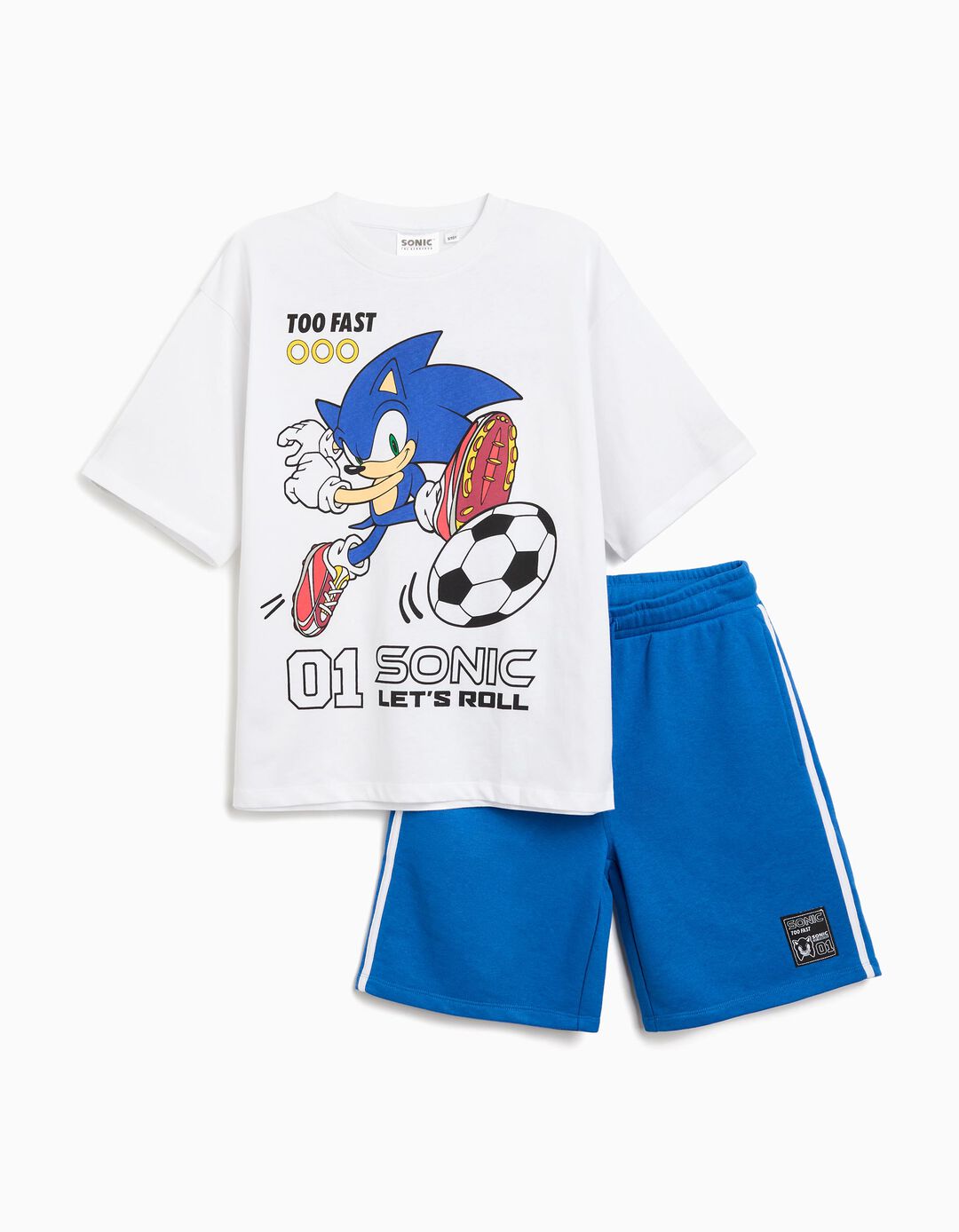 Conjunto T-shirt e Calções 'Sonic', Menino, Azul 