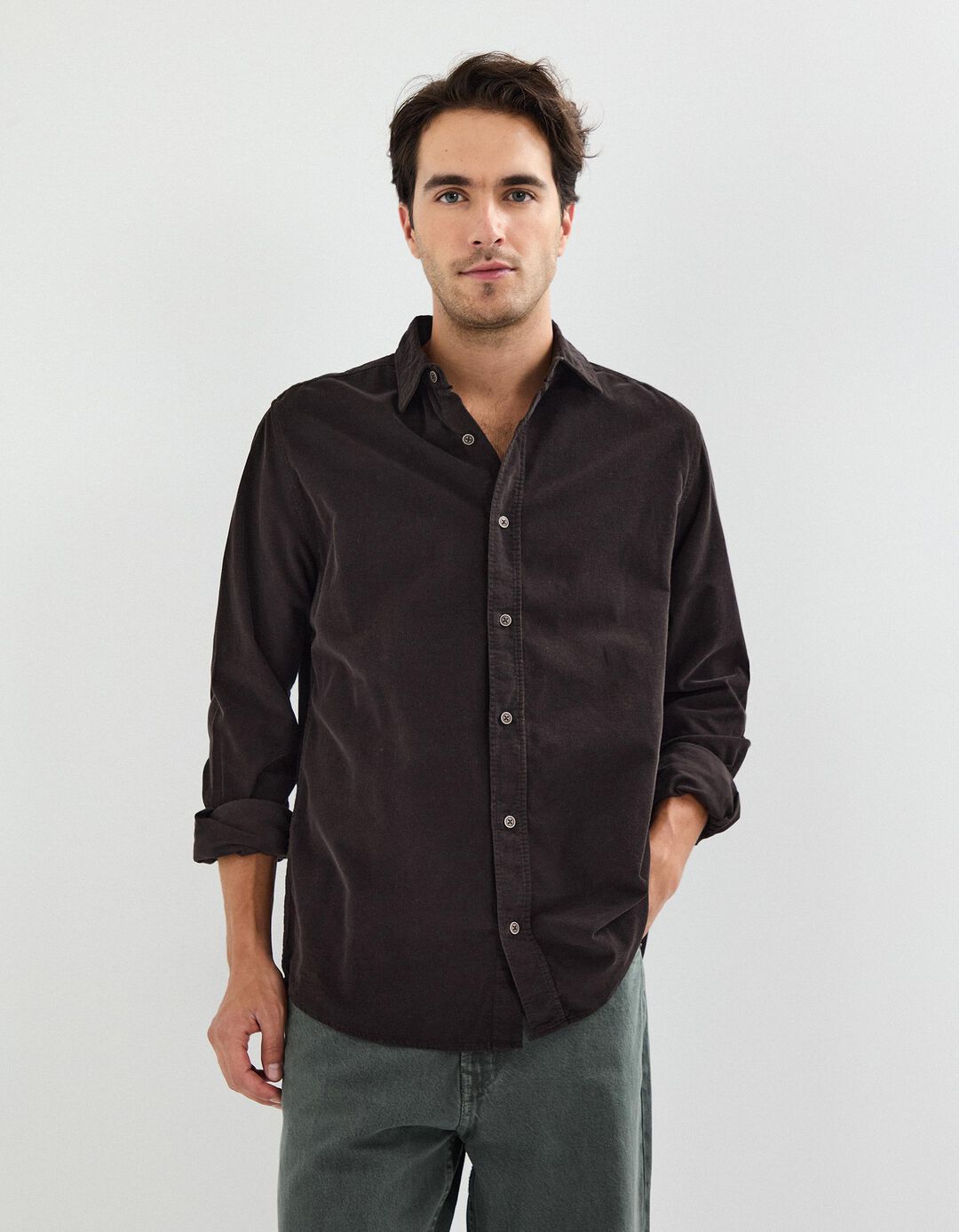 Camisa, Homem, Castanho