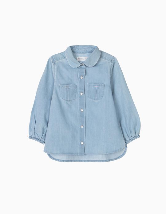 Denim Shirt for Baby Girls, Light Blue