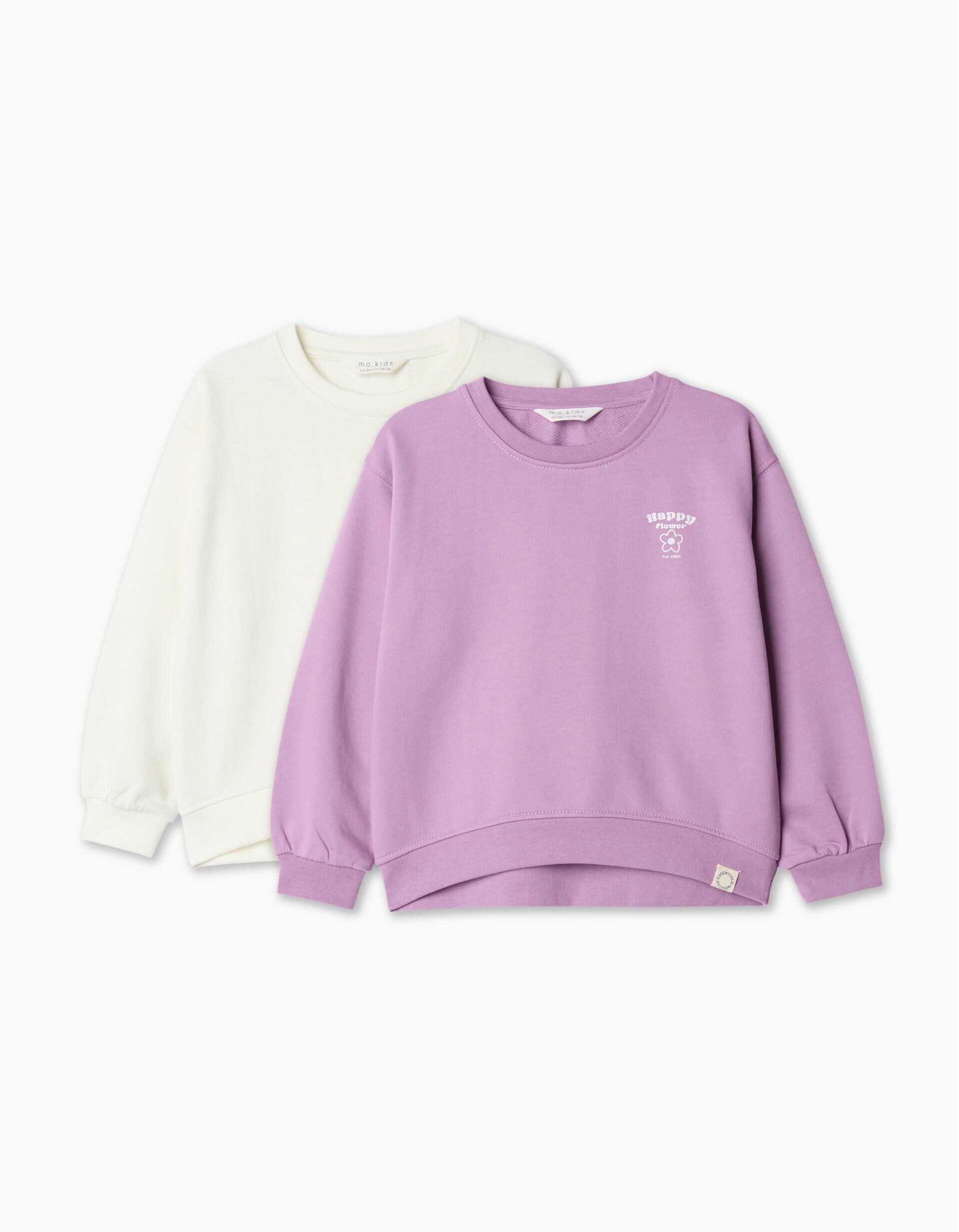 Comprar Online Pack 2 Sweatshirts de Felpa, Menina, Lil&aacute;s/Bege Claro