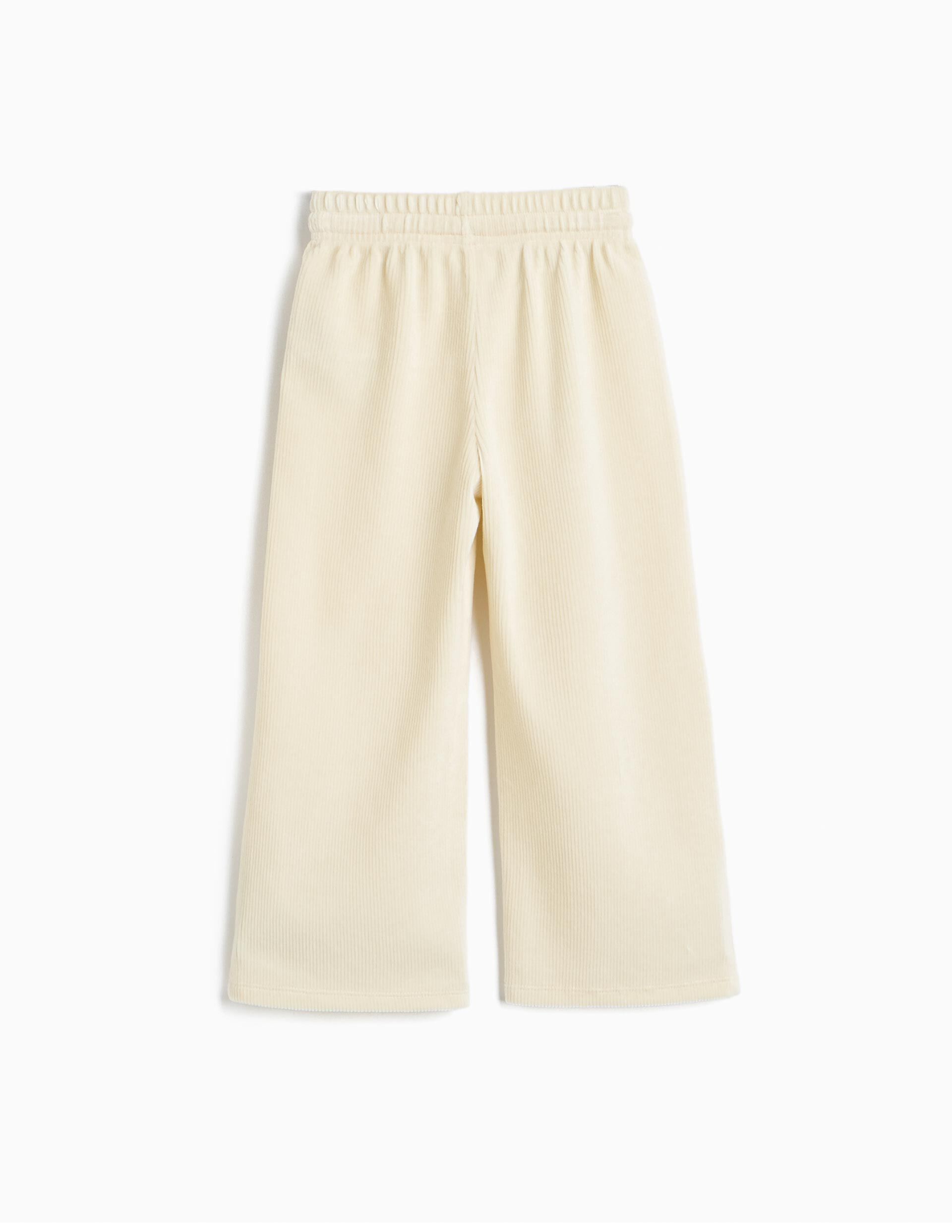 Comprar Online Cal&ccedil;as De Malha Wide Leg, Menina, Bege Claro