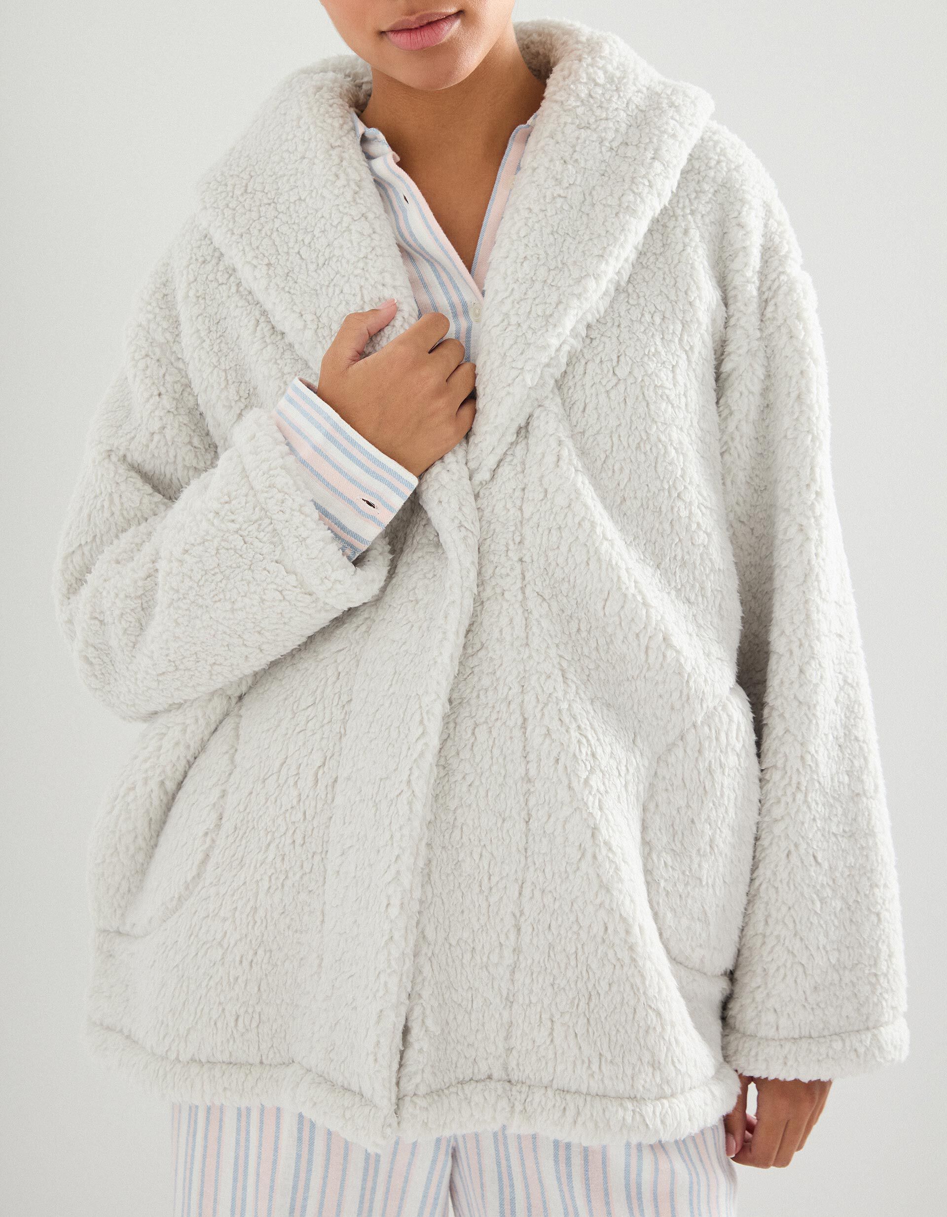 Comprar Online Casaco Sherpa, Mulher, Cinzento Claro 