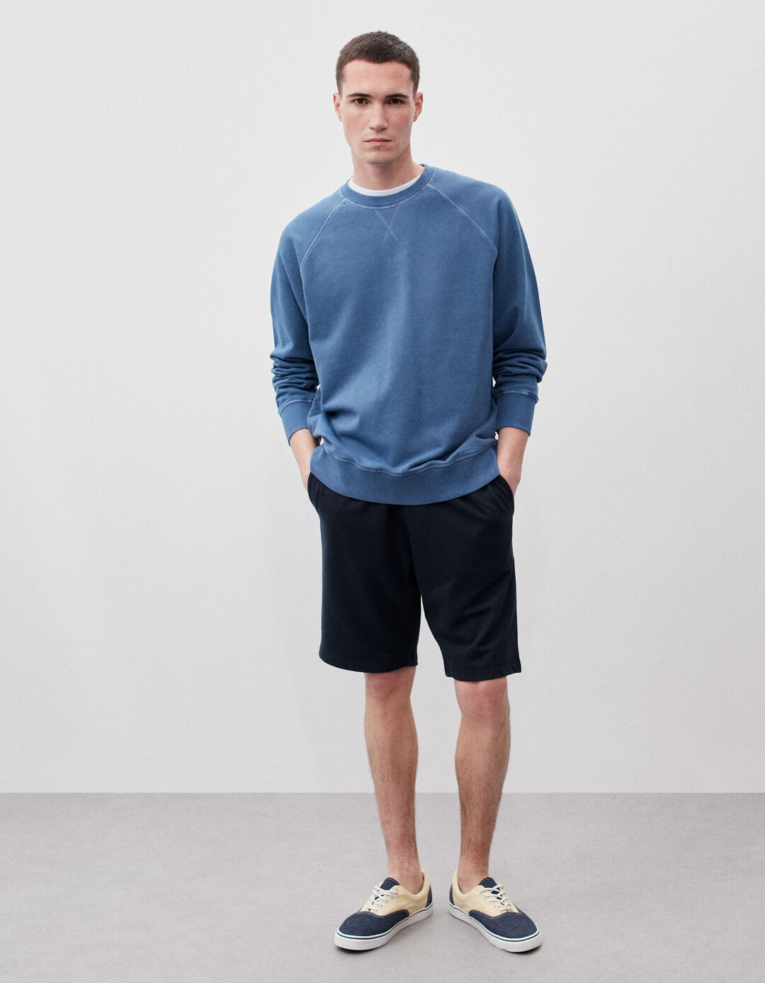 Sweatshirt Garment Dyed, Homem, Azul Escuro