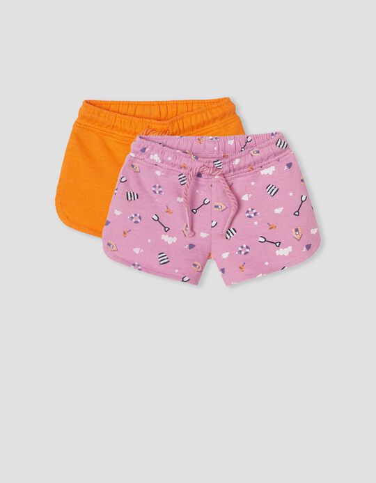 2 Shorts, Baby Girls, Orange
