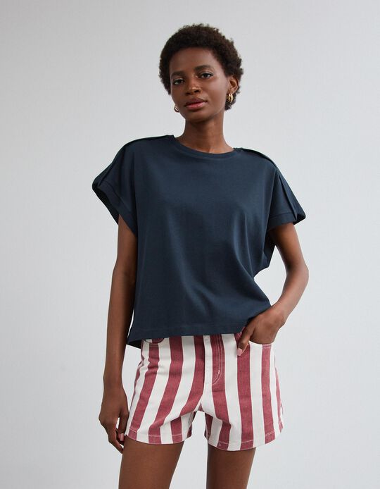 Comprar Online T-shirt Com Detalhe, Mulher, Azul Escuro