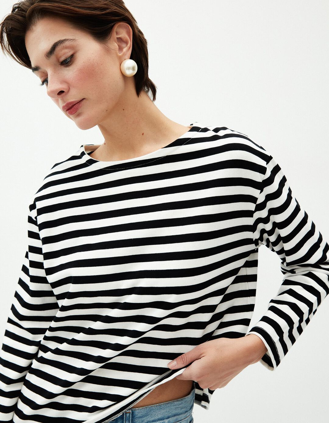 Camisola Riscas, Mulher, Preto