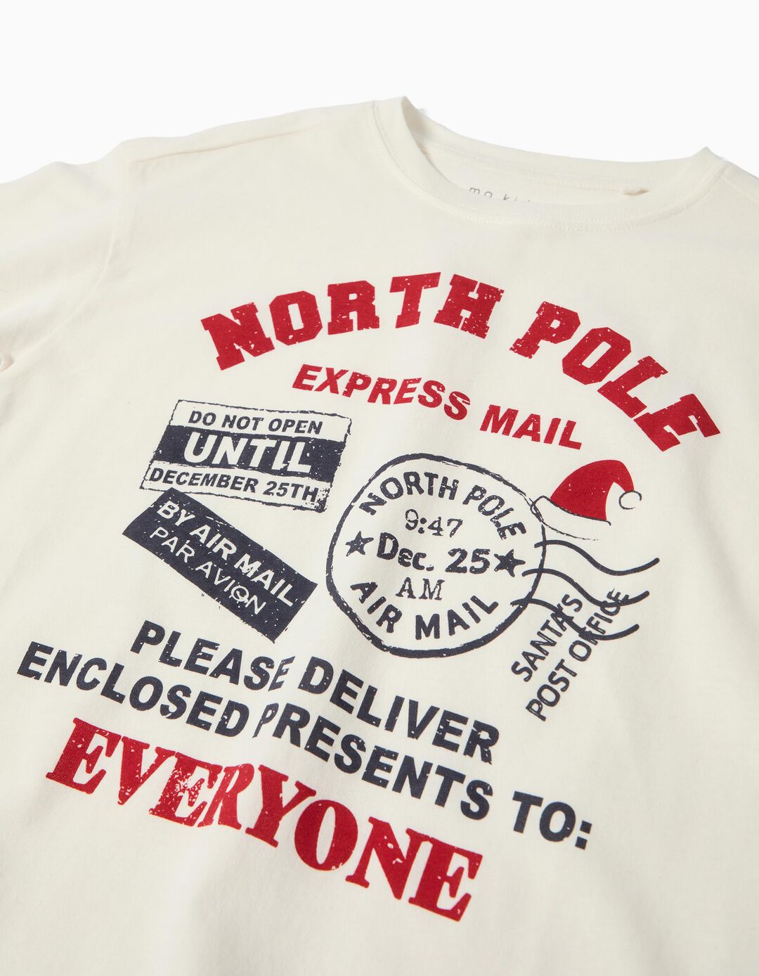 T-shirt de Manga Comprida de Natal, Menino, Bege 