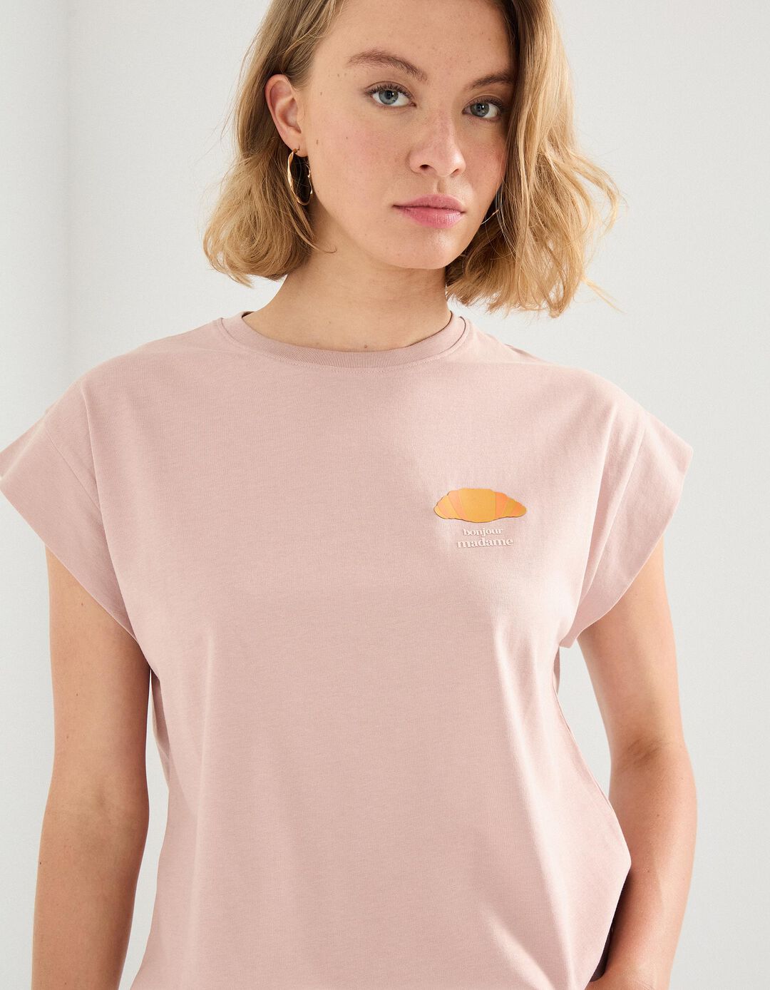 T-shirt Print, Mulher, Rosa Claro