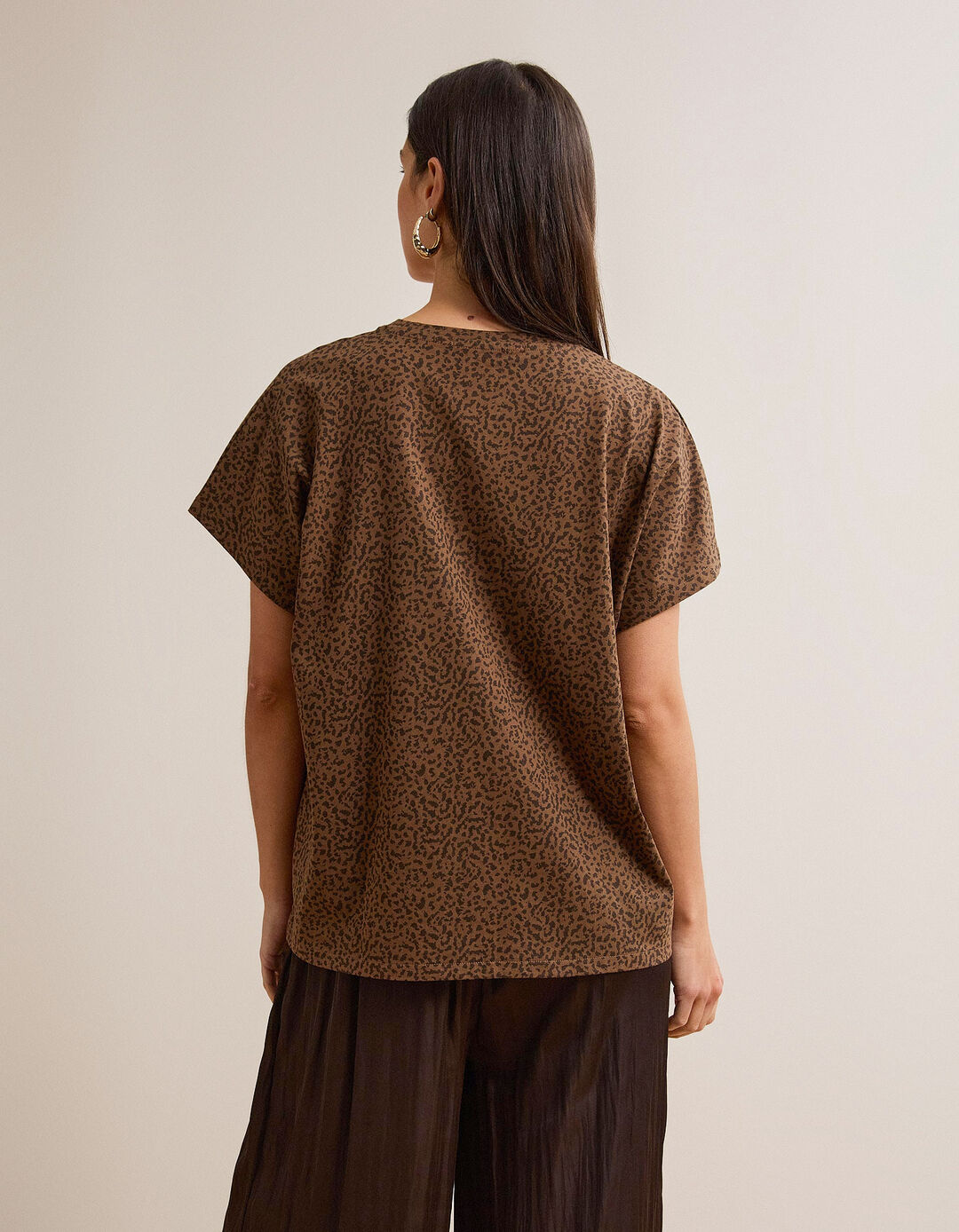 T-shirt Animal Print, Mulher, Castanho