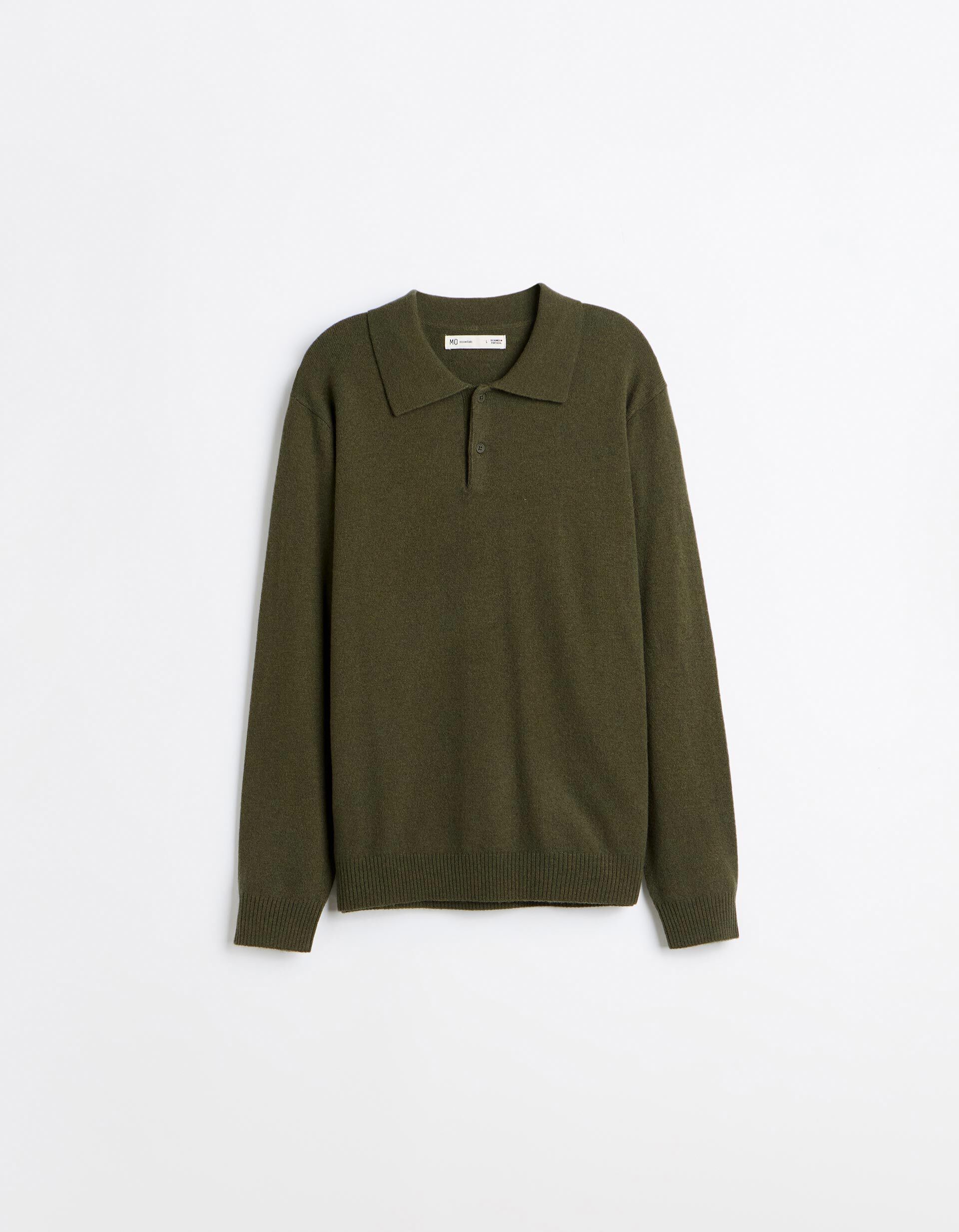 Comprar Online Polo Com Mistura De L&atilde;, Homem, Verde Escuro