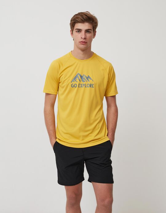 T-shirt de 'Trekking', Homem, Amarelo