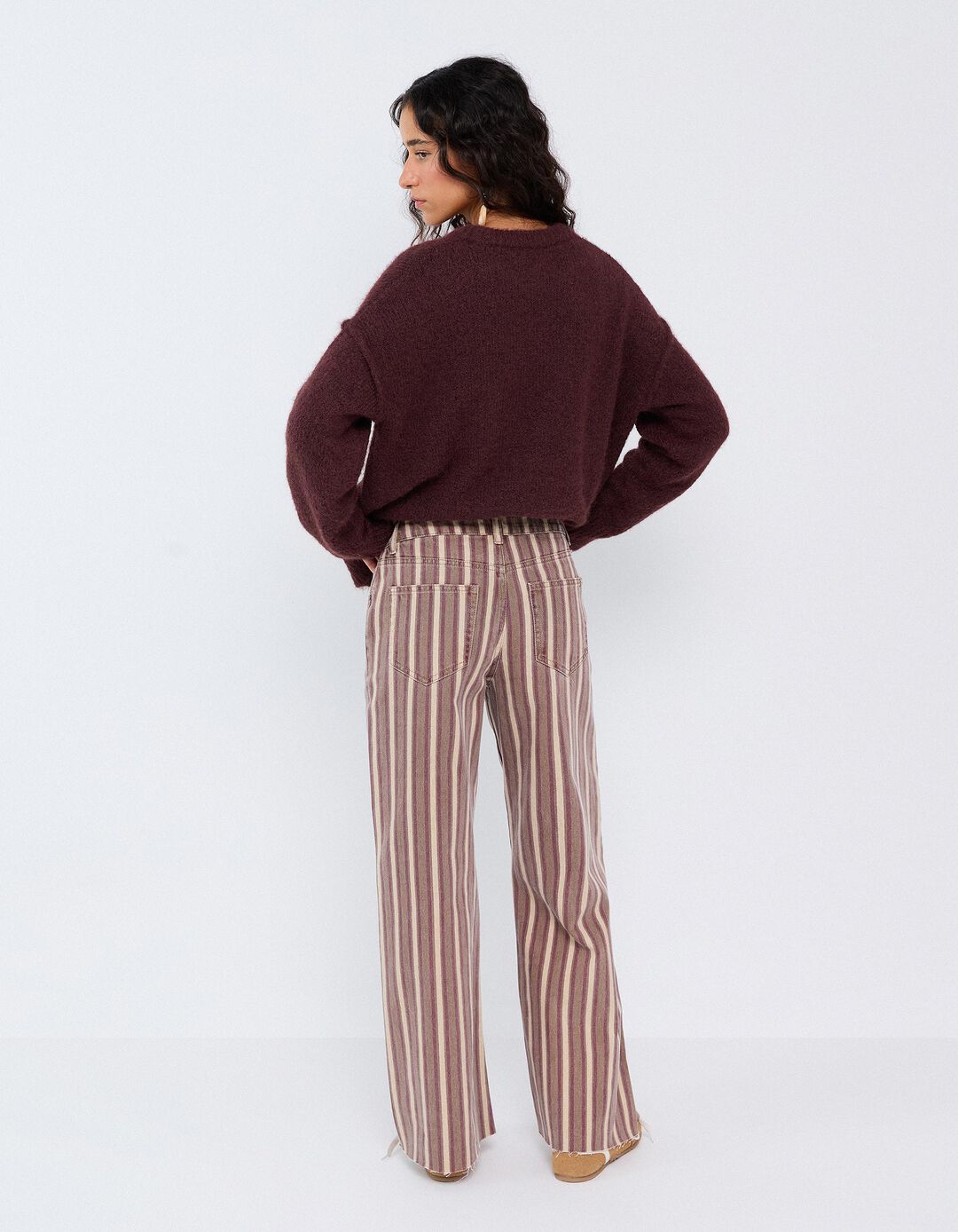 Cal&ccedil;as De Ganga Wide Leg &Agrave;s Riscas, Mulher, Rosa