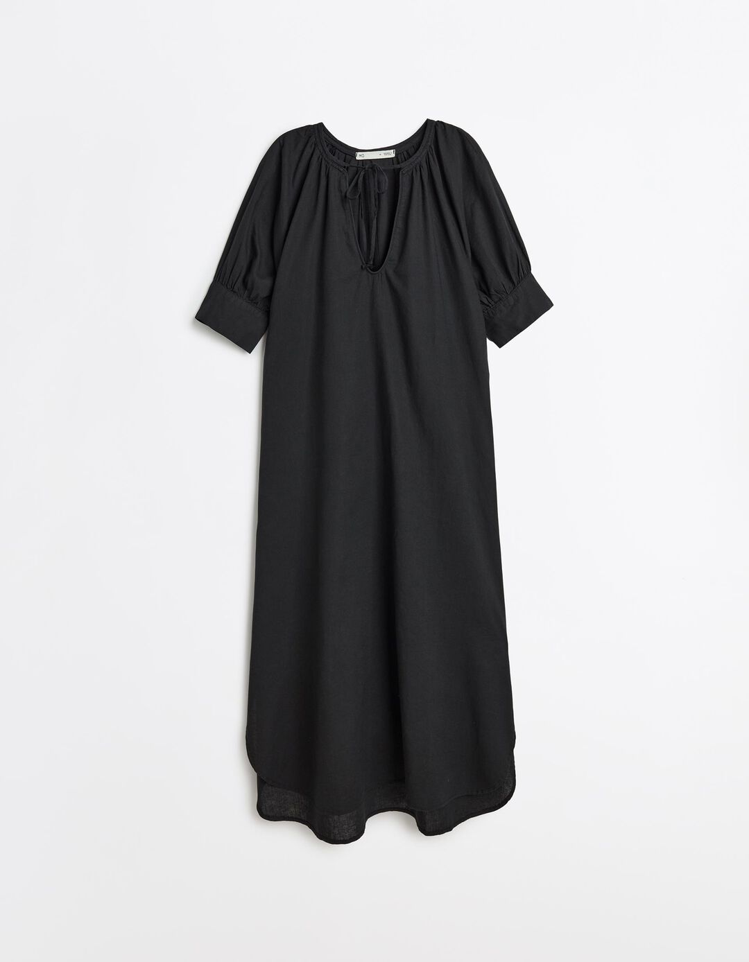 Vestido com Linho, Mulher, Preto