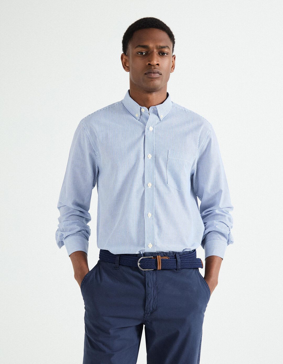 Camisa de Riscas, Homem, Azul