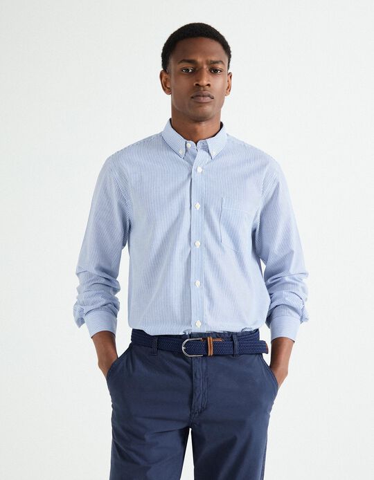 Comprar Online Camisa de Riscas, Homem, Azul