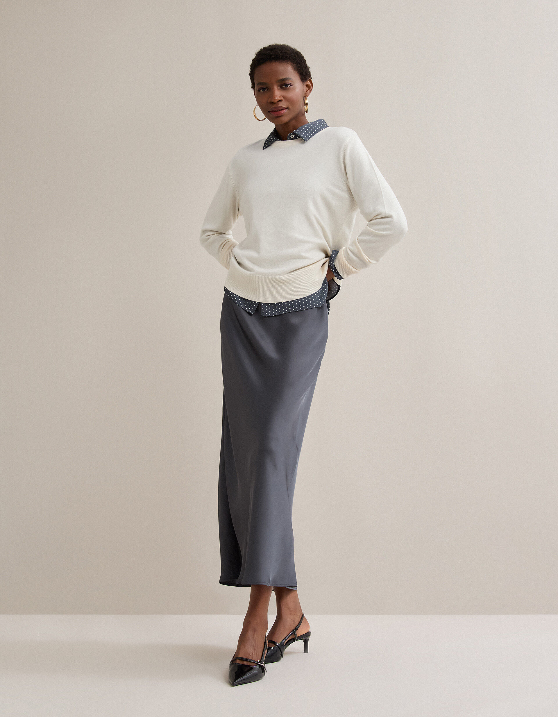 Comprar Online Saia Comprida Acetinada, Mulher, Cinzento