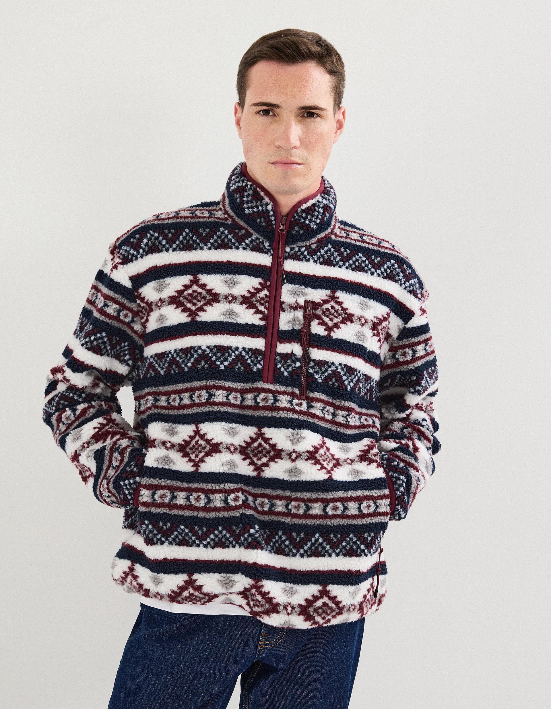 Comprar Online Camisola Sherpa com Fecho, Homem, Vermelho Escuro