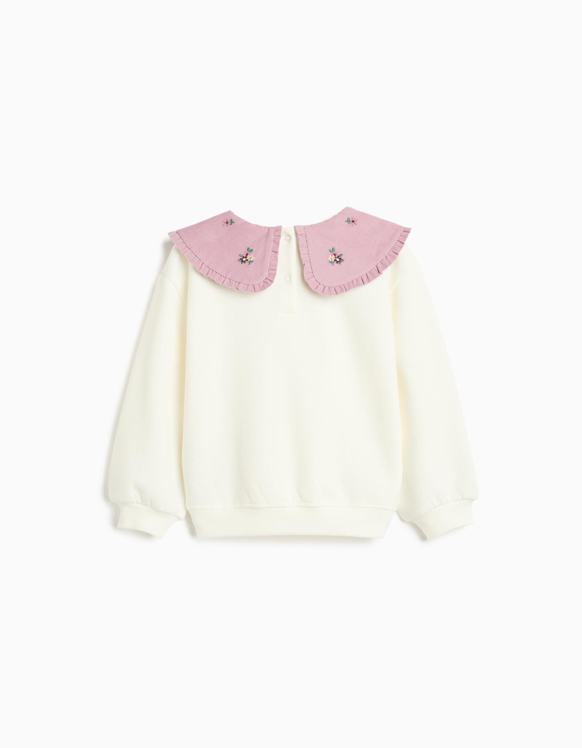 Comprar Online Sweatshirt Com Gola Bordada, Menina, Branco
