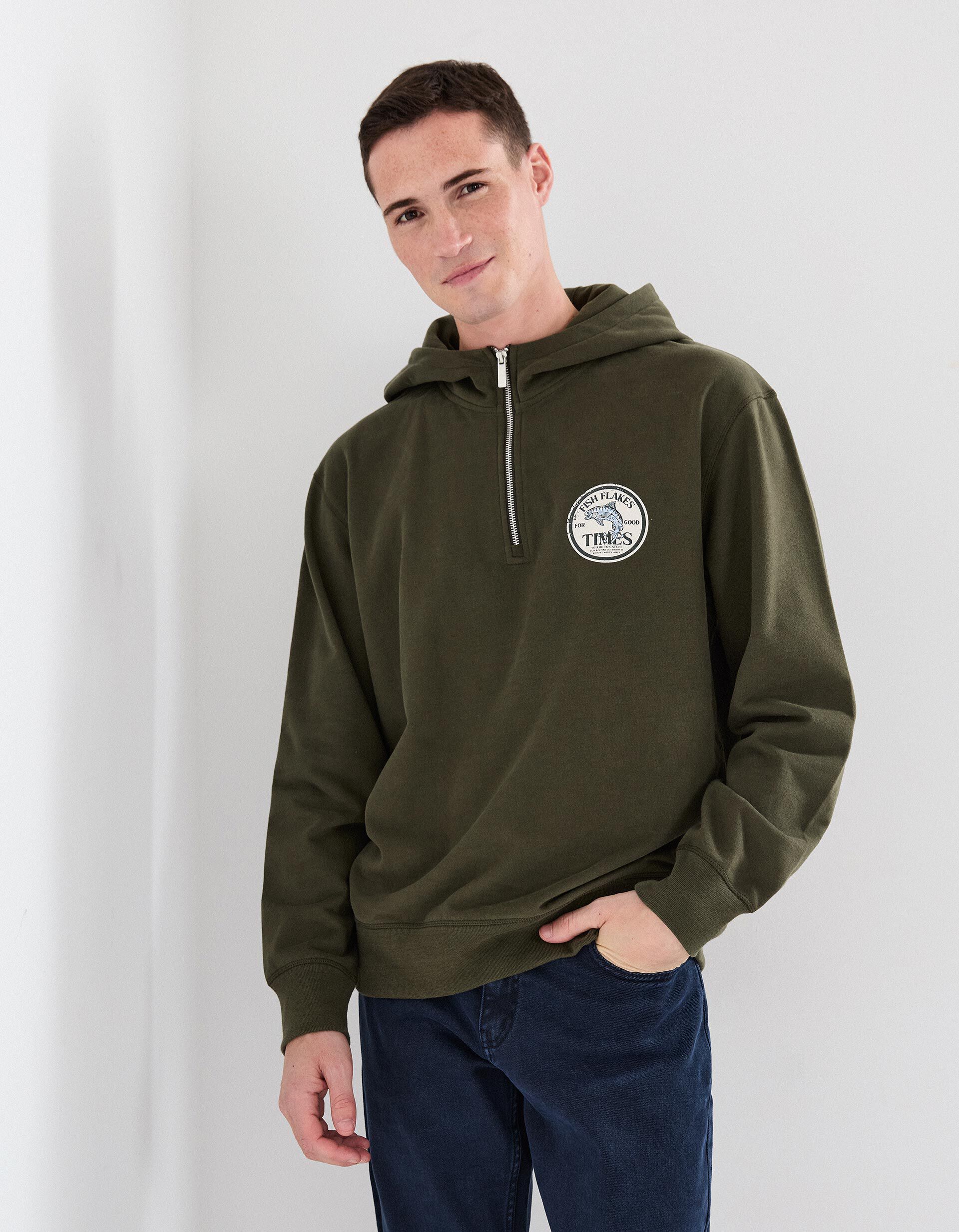 Comprar Online Sweatshirt com Capuz, Homem, Verde Escuro