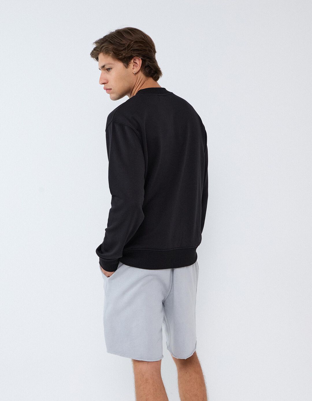 Sweatshirt De Felpa, Homem, Preto