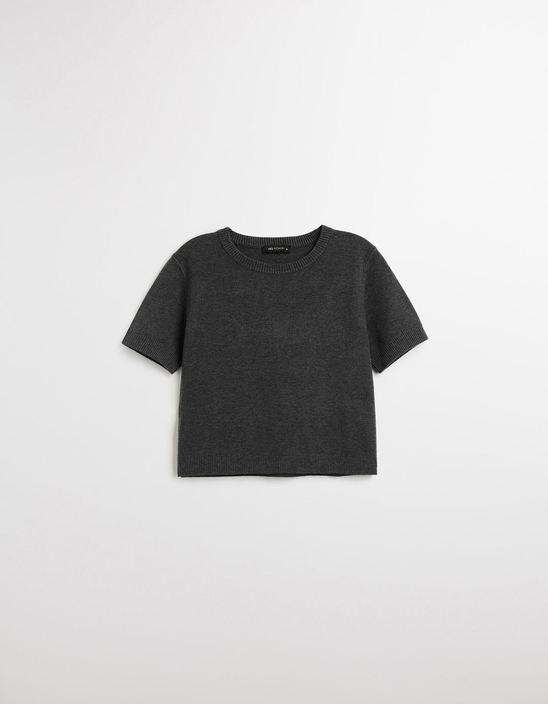 T-shirt de Malha, Mulher, Cinzento Escuro