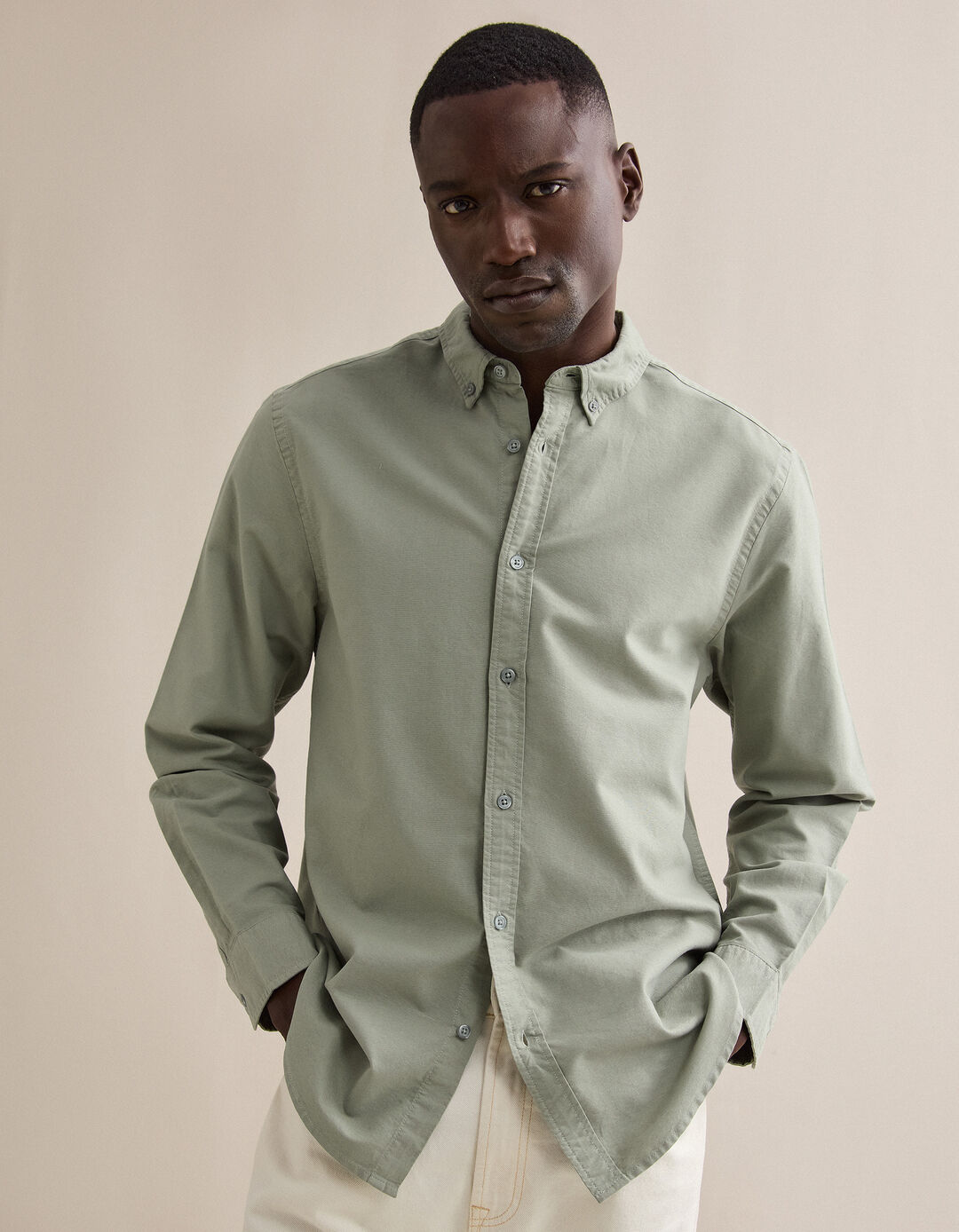 Camisa Oxford, Homem, Verde Claro