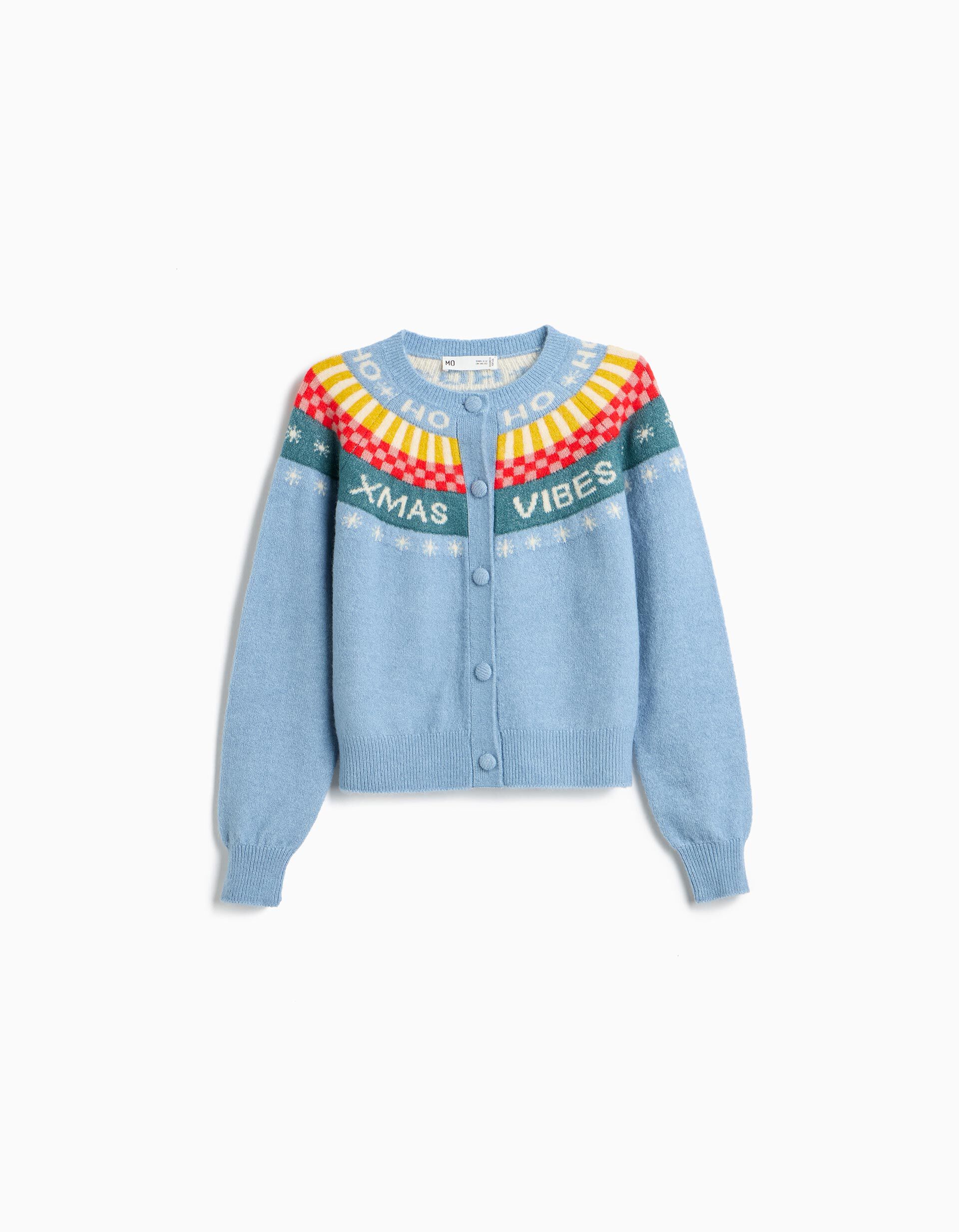 Comprar Online Casaco De Malha De Natal, Menina, Azul Claro