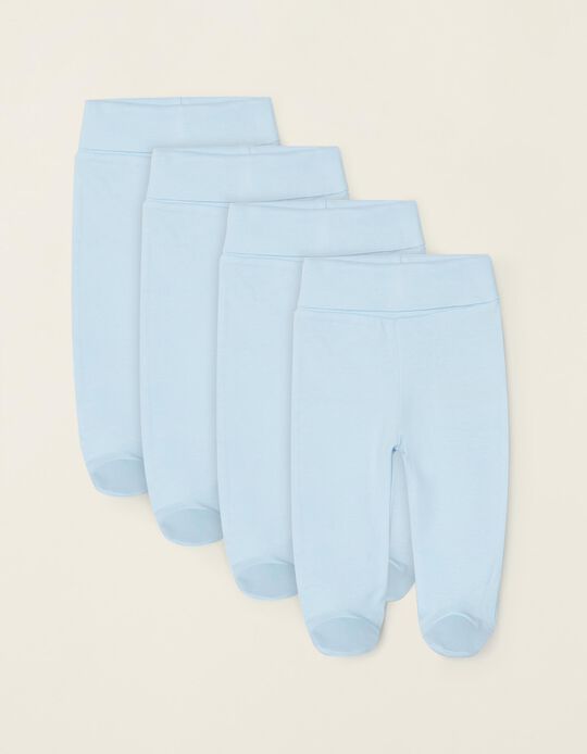 4 Pantalones con Pies para Bebé Niño, Azul