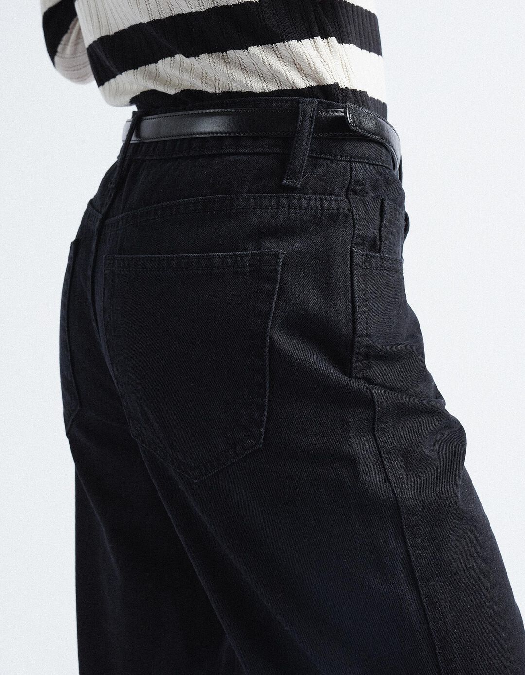 Straight Fit Crop Jeans, Women, Black