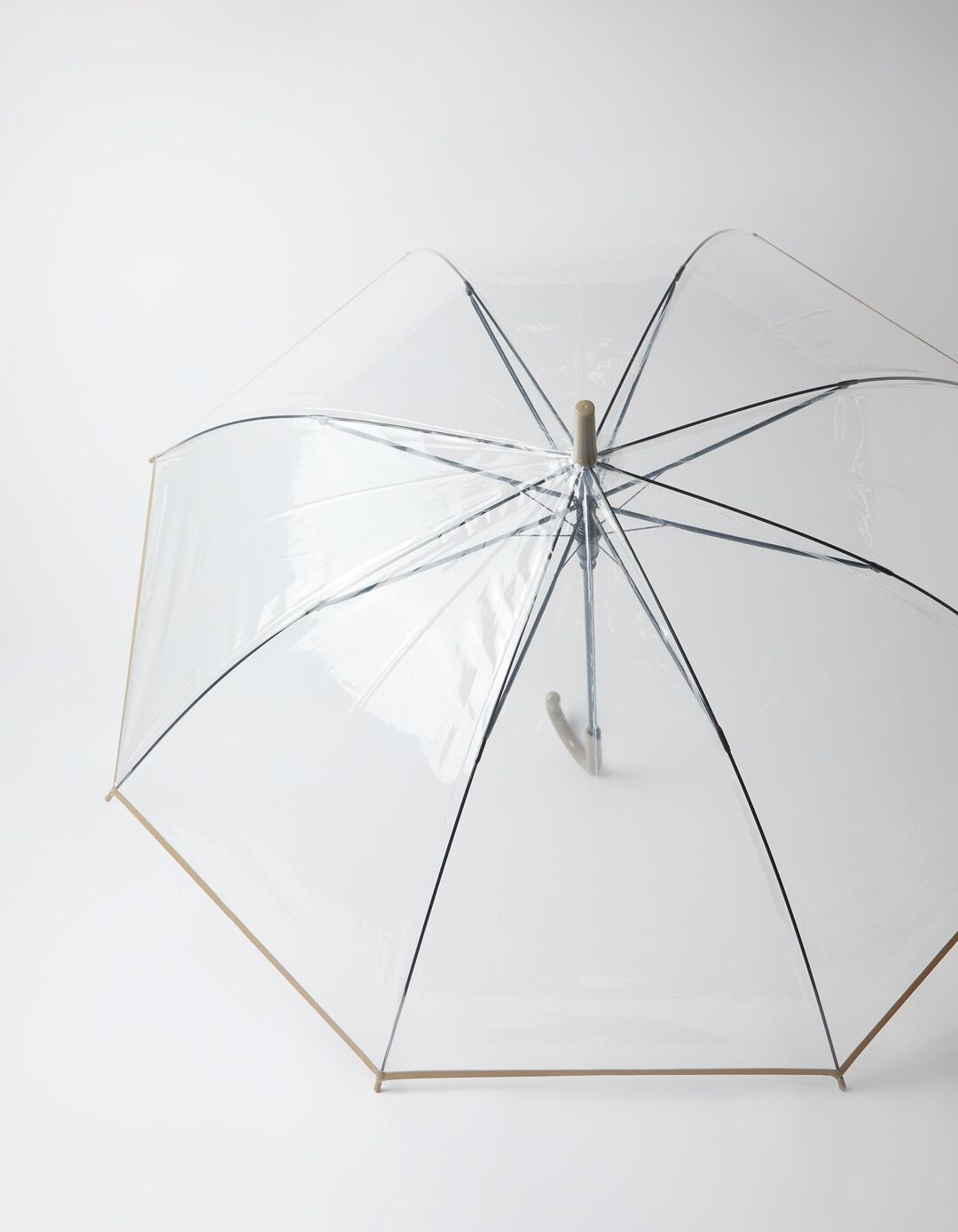 Guarda-Chuva Transparente, Mulher, Bege