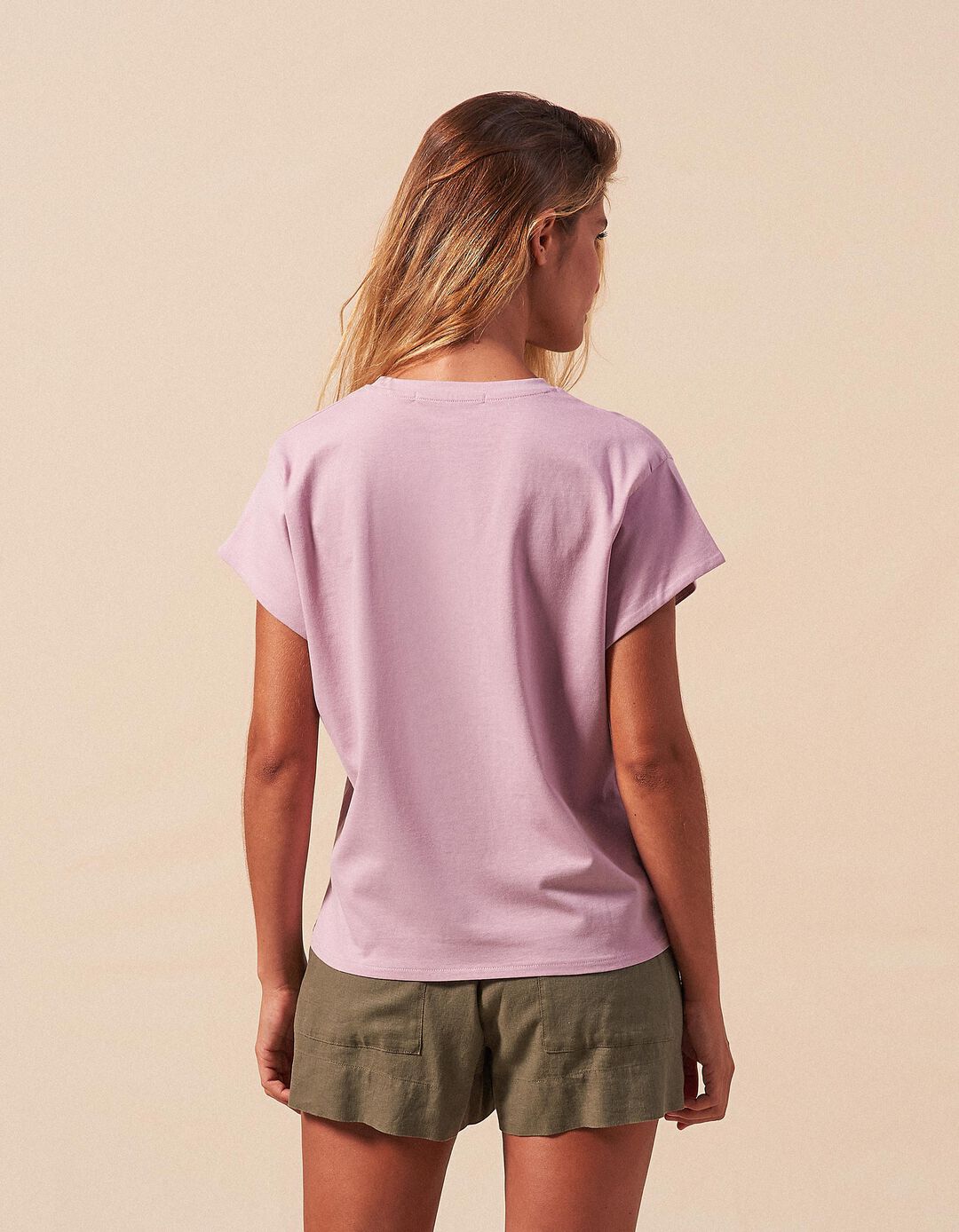 T-shirt Estampada, Mulher, Rosa Claro