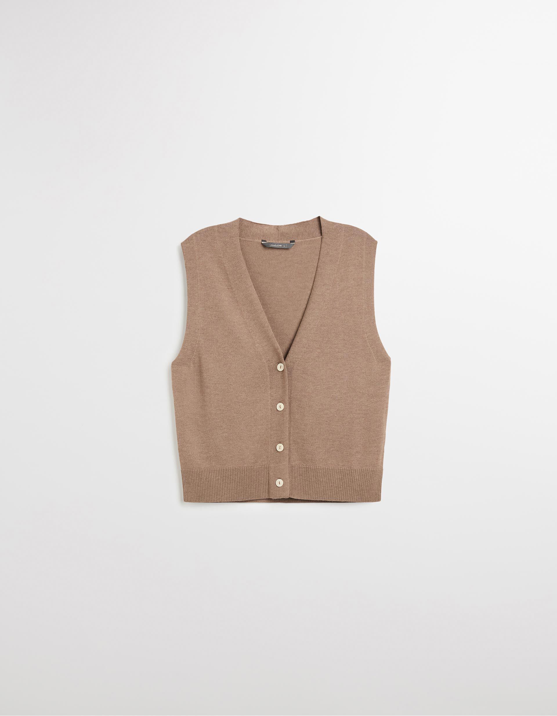 Comprar Online Colete com Caxemira, Mulher, Bege Escuro